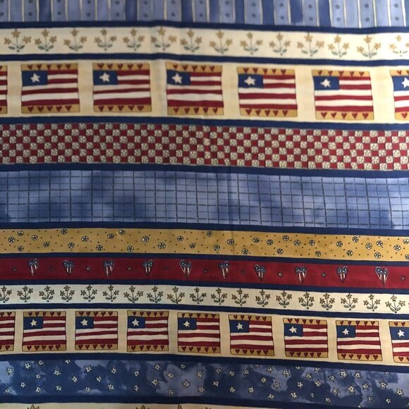 Quilt Cotton Fabric Material - Just shy 2 yards Prim Patriotic Stripe 574 - Picture 1 of 4